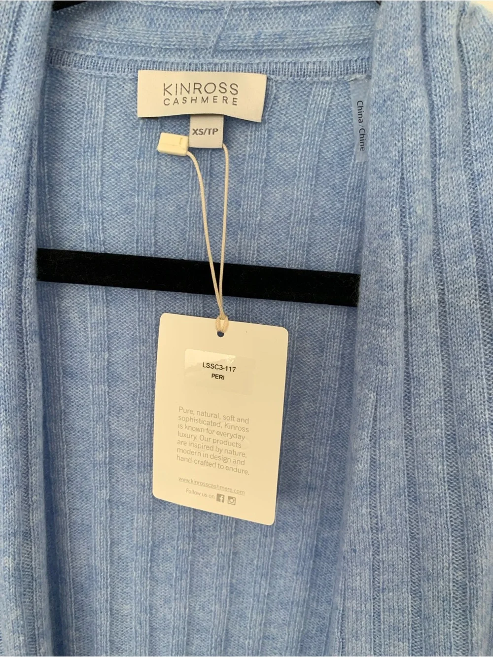 Kinross Cashmere Women's Easy Rib Cardigan Periwrinkle NWT